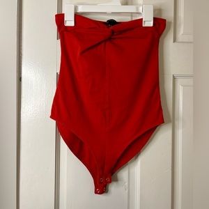Forever 21 Red Wrap Top Bodysuit Size Small